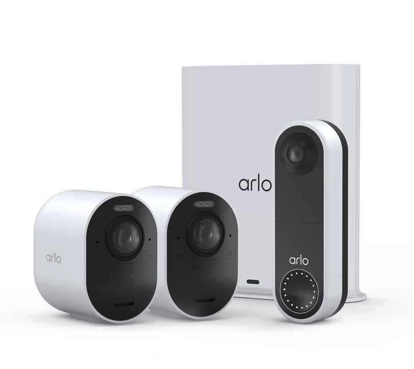 The Wireless Doorbell + 4K Camera Bundle, in white, facing right